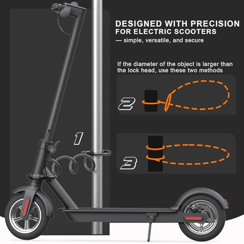 NextSeal Electric Scooter Lock, Bike Lock with 5-Digit Combination, 12MM Dual Cable Locks, Security 41.3inch Feet Bicycle Lock Anti Theft for Scooter, Bicycle, E-Bike, Electric Scooter Accessories