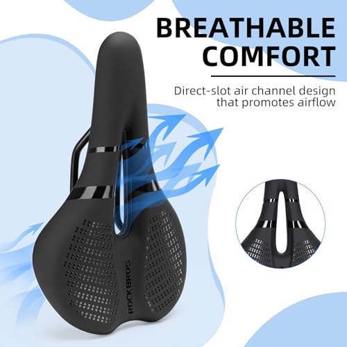 ROCKBROS Bike Seat for Men Women, Waterproof Ergonomic Bicycle Saddle