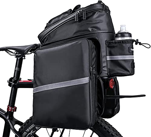 HUNTVP Bike Trunk Bag Expandable 11-30L Rack Bags Bike Pannier Bags Rear Seat Bag Handbag for Bicycle Cargo Rack Saddle Bag Bicycle Commuter Shoulder Luggage Bag