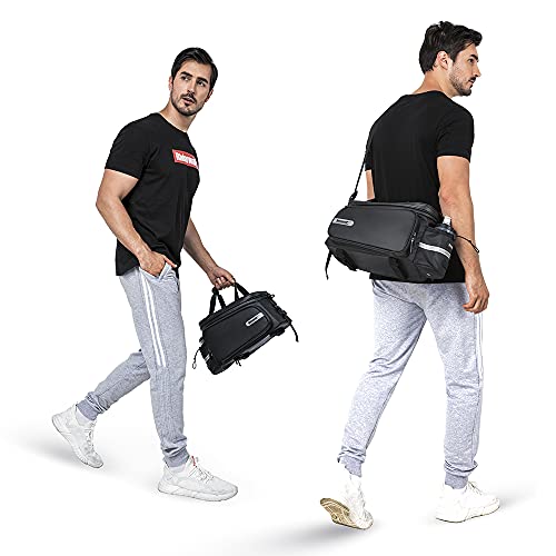 HUNTVP Bike Trunk Bag Expandable 11-30L Rack Bags Bike Pannier Bags Rear Seat Bag Handbag for Bicycle Cargo Rack Saddle Bag Bicycle Commuter Shoulder Luggage Bag