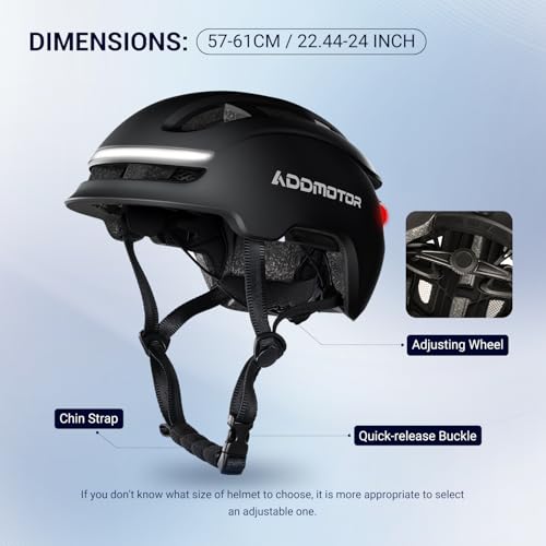 ADDMOTOR Smart Bike Helmet for Adults Men Women, Ebike Helmet with Bluetooth, Certified Helmet for Bicycle and Scooter with Built-in Speakers, Front & Rear LED Lights, iOS & Android App