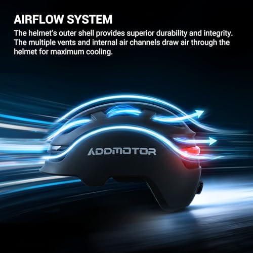 ADDMOTOR Smart Bike Helmet for Adults Men Women, Ebike Helmet with Bluetooth, Certified Helmet for Bicycle and Scooter with Built-in Speakers, Front & Rear LED Lights, iOS & Android App