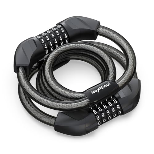 NextSeal Electric Scooter Lock, Bike Lock with 5-Digit Combination, 12MM Dual Cable Locks, Security 41.3inch Feet Bicycle Lock Anti Theft for Scooter, Bicycle, E-Bike, Electric Scooter Accessories