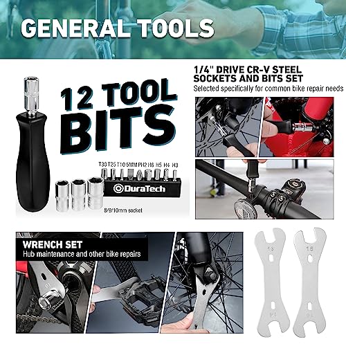 DURATECH Bicycle Repair Tools, Bike Tools Kit with Storage Box