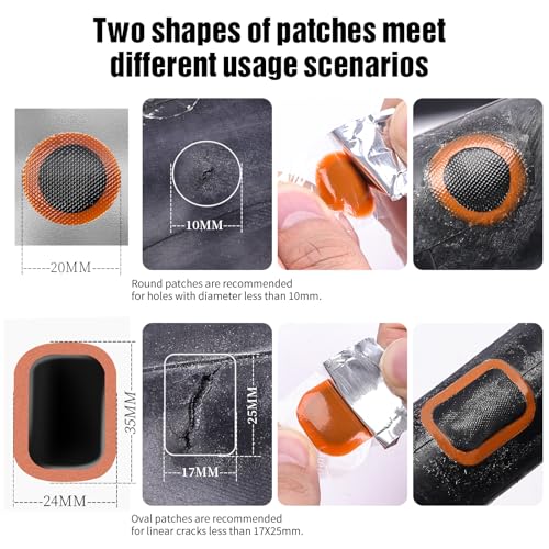 SHANGWU 35 PCS Bike Tire Repair Kit, Bicycle Inner Tube Patch Kit with 28 PCS Vulcanizing Patches,Rubber Solution, Metal Rasp, Bike Tire Levers, Bike Patch Kit with Portable Box for MTB BMX Road Bike