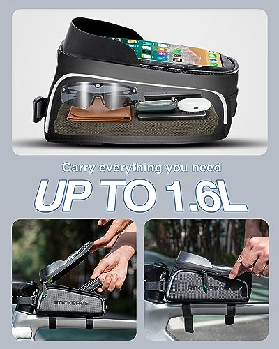 ROCKBROS Bike/Bicycle Phone Front Frame Bag, Waterproof, Tube Cycling Pouch