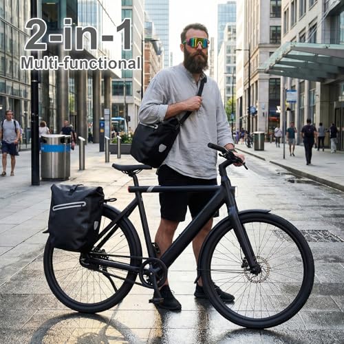 BTLATHA Waterproof Bike Panniers Bag,28L Large Capacity Bicycle Rear Rack Bags with Quick-Release System & Reflective Strips, 500D Heavy Duty Pannier for Commuting Cycling Traveling Touring - 2PC