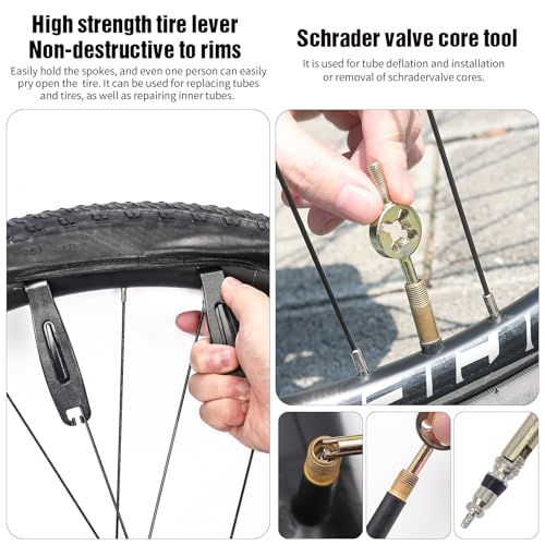 SHANGWU 35 PCS Bike Tire Repair Kit, Bicycle Inner Tube Patch Kit with 28 PCS Vulcanizing Patches,Rubber Solution, Metal Rasp, Bike Tire Levers, Bike Patch Kit with Portable Box for MTB BMX Road Bike
