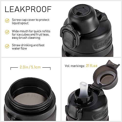 TakeToday Collapsible Water Bottles 21oz (600mL), Foldable Platinum Silicone Travel Water Bottle with Straw & Carry Strap, Leak-Resistant Screw Lid, Wide Mouth, BPA-Free for Hiking, Camping, Travel