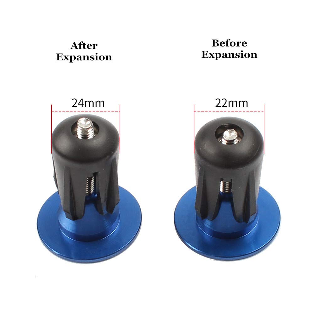 Zsling 1 Pair Aluminum Bike Handlebar End Plugs, Expanding Locking Bar End Caps for Road Bike Mountain Bike MTB BMX Fixie, Bar End for Rubber Sponge Aluminum Handlebar Grip
