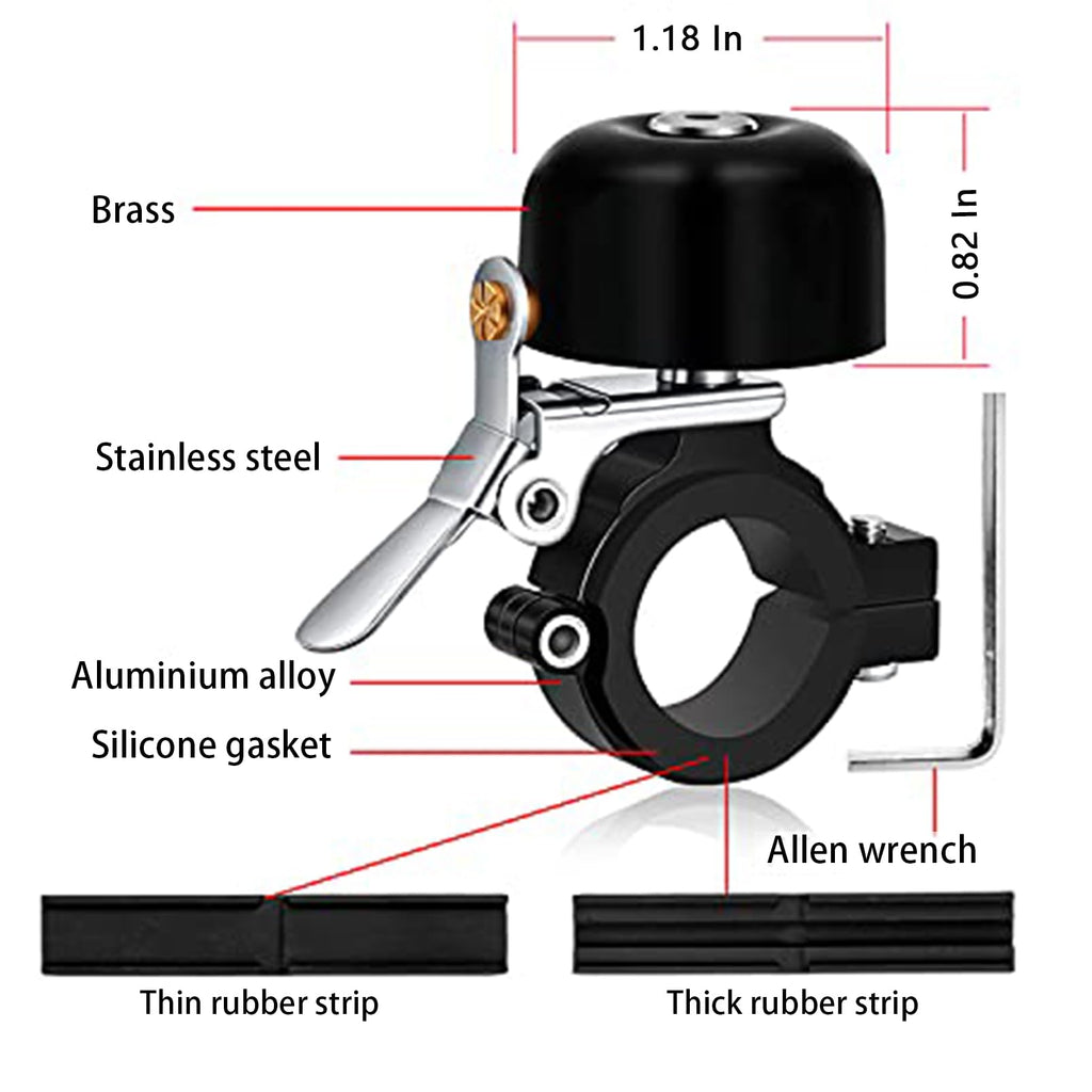 Greallthy Bike Bell Classic Brass Bicycle Bell,Bike Bells for Adults Youth, Loud Retro Bell for Road & Mountain Bikes, Universal Handlebar Fit