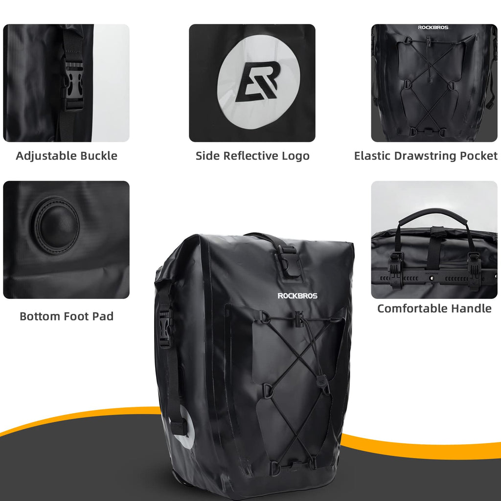 ROCKBROS Bike Panniers Waterproof Max 30L Capacity Cycling Traveling 1 Pack