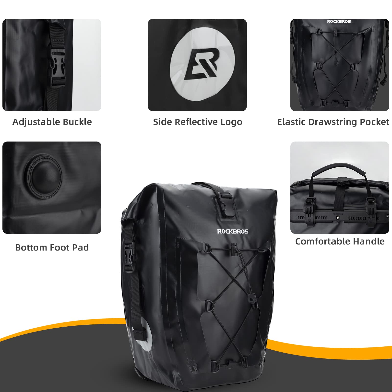ROCKBROS Bike Panniers Waterproof Max 30L Capacity Cycling Traveling 1 Pack