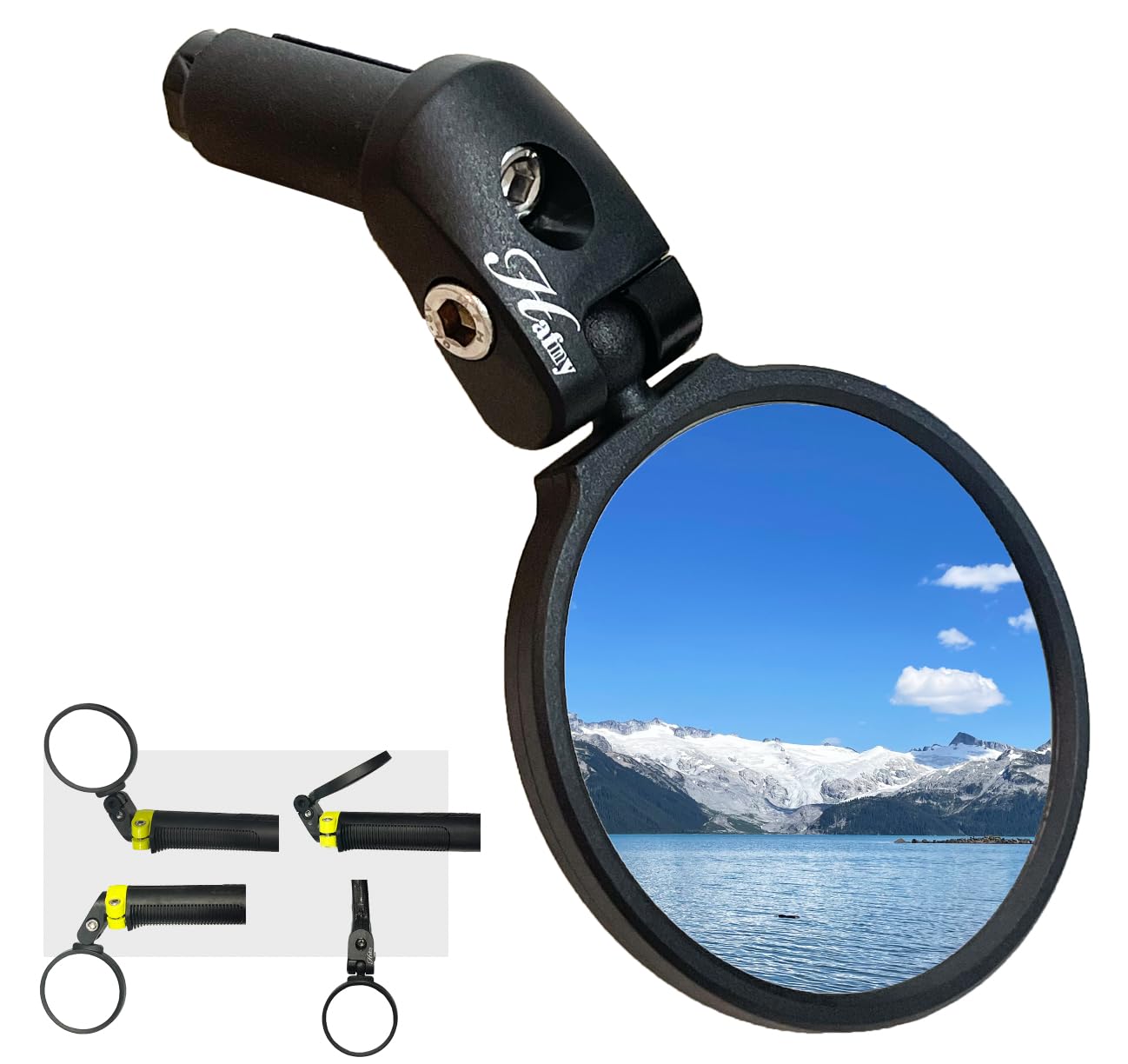 Hafny Bar End Bike Mirror, Stainless Steel Lens, Safe Rearview Mirror