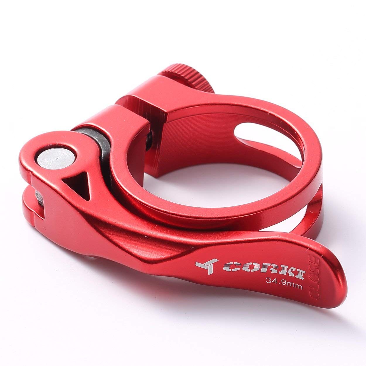 Corki Quick Release Bicycle Seatpost Clamp Sandblasting Anodised Aluminum Alloy 28.6MM/31.8MM/34.9MM Black/Red/Blue KC89