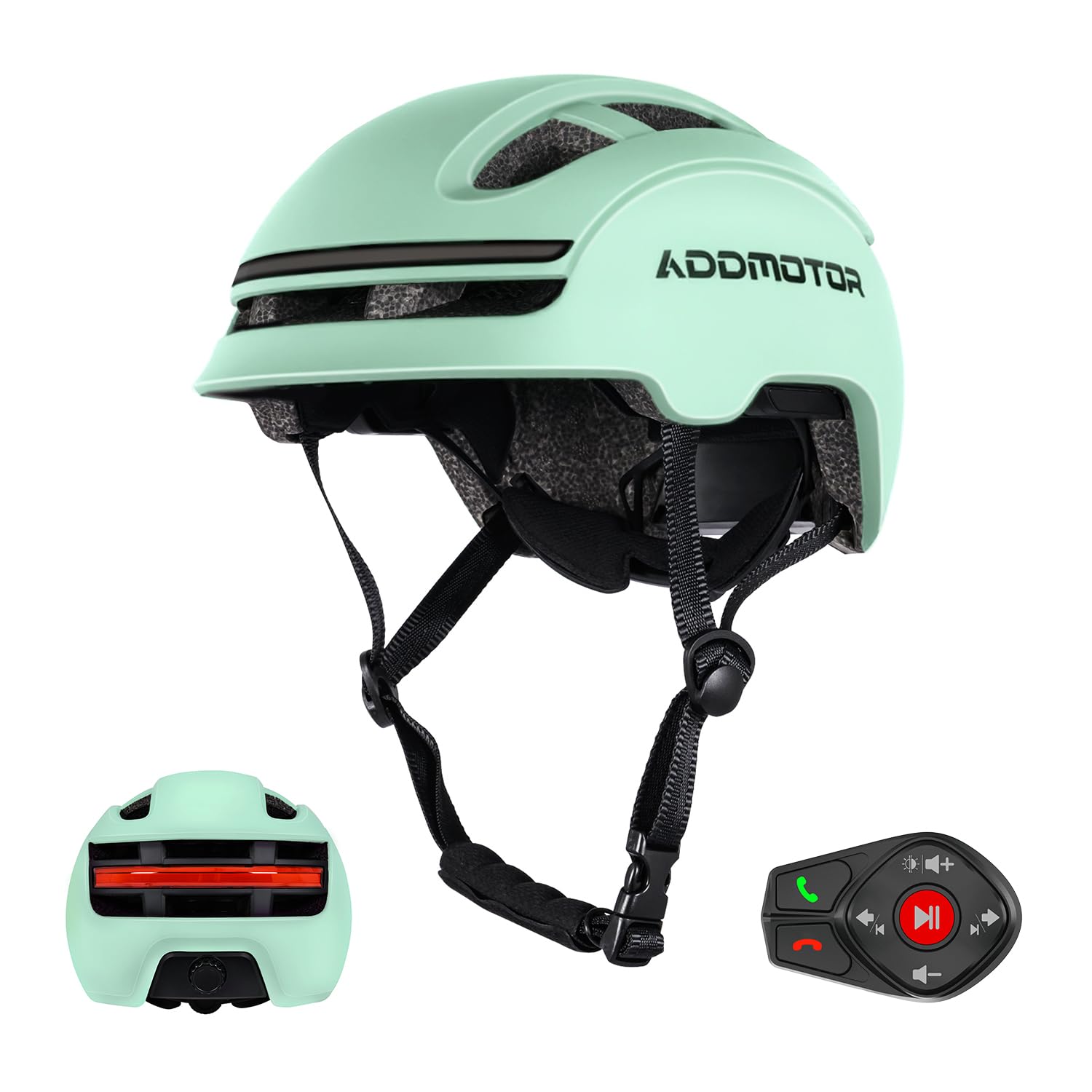 ADDMOTOR Smart Bike Helmet for Adults Men Women, Ebike Helmet with Bluetooth, Certified Helmet for Bicycle and Scooter with Built-in Speakers, Front & Rear LED Lights, iOS & Android App