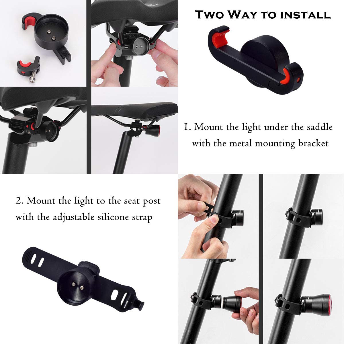 G Keni Smart Brake Sensing Rear Bike Lights, Auto Light Sensing Bike Tail Light, IPX6 Waterproof, Ultra Bright LED Taillights, Rechargeable Safety Road Back Bicycle Lights for Night Riding
