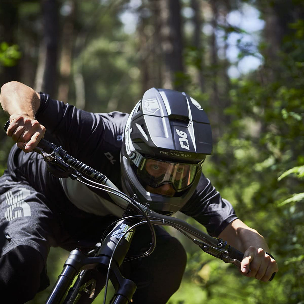 TSG Sentinel Fullface Downhill Mountain Bike Helmet, Black, ABS Outershell, Full Frame EPS Protection, PC Laminated EPS Chinbar, 12 Vents, Wide Eyeports, Precision Visor, Removable Liners & Cheek Pads