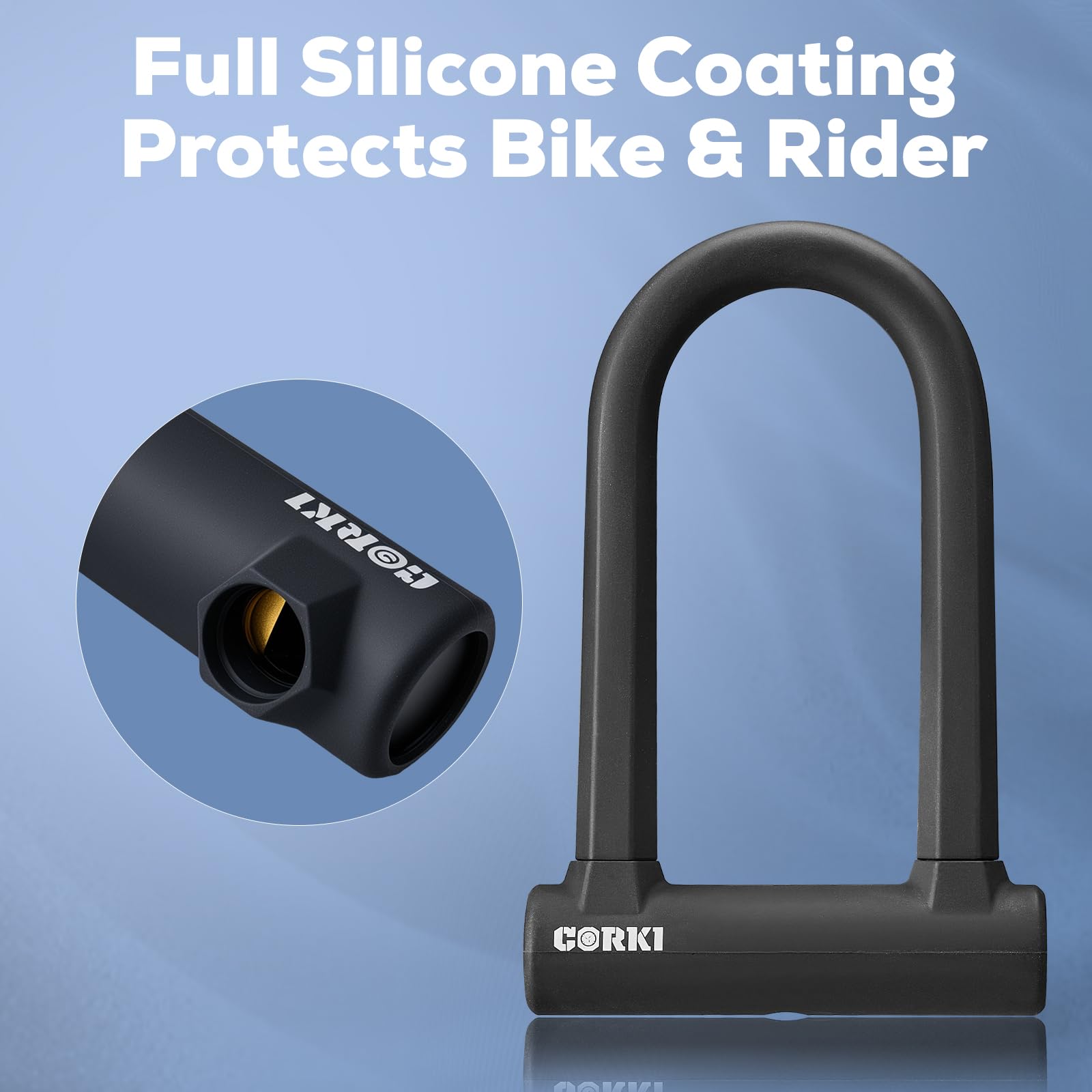 Corki Bike Lock Heavy Duty Anti Theft U Lock with 5ft Security Cable and Keys 17mm Schackle Electric Scooter Lock, Bicycle Lock with Mounting Bracket for Ebike Motorcycle -Black
