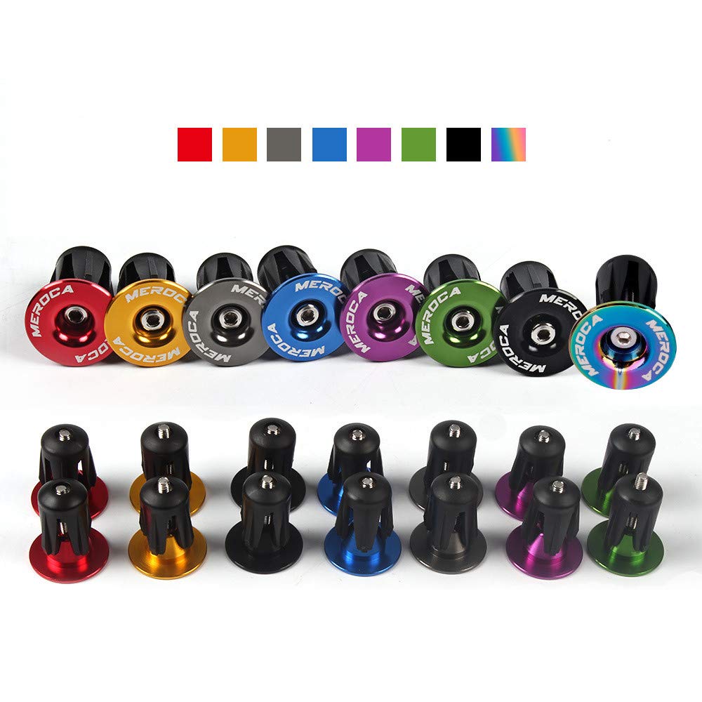 Zsling 1 Pair Aluminum Bike Handlebar End Plugs, Expanding Locking Bar End Caps for Road Bike Mountain Bike MTB BMX Fixie, Bar End for Rubber Sponge Aluminum Handlebar Grip