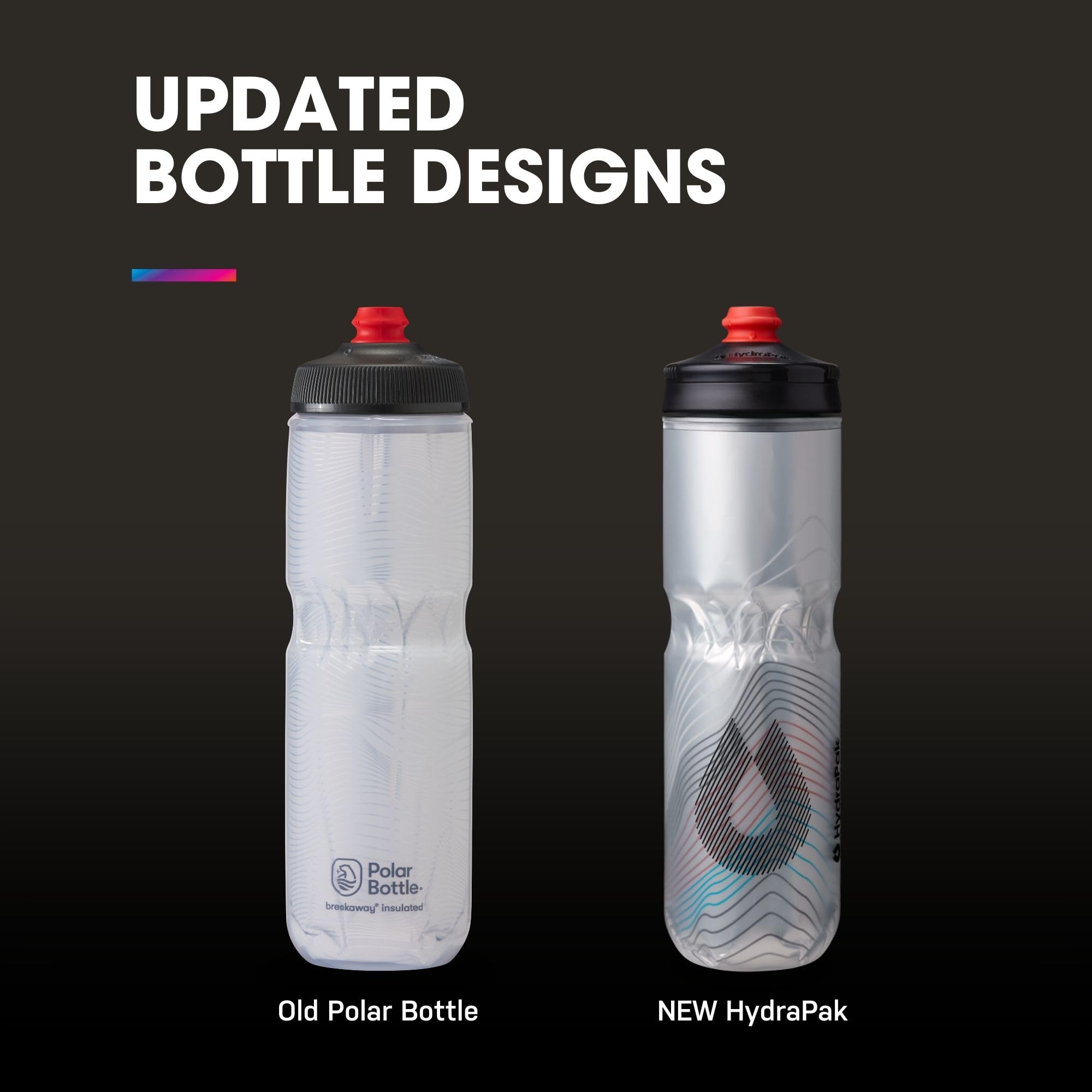 HydraPak | Polar Bottle - Polar Surge Insulated Bike Water Bottle 2-Pack - High Flow, Cycling & Sports Squeeze Bottle (Ascent Black, 700ml / 24oz)