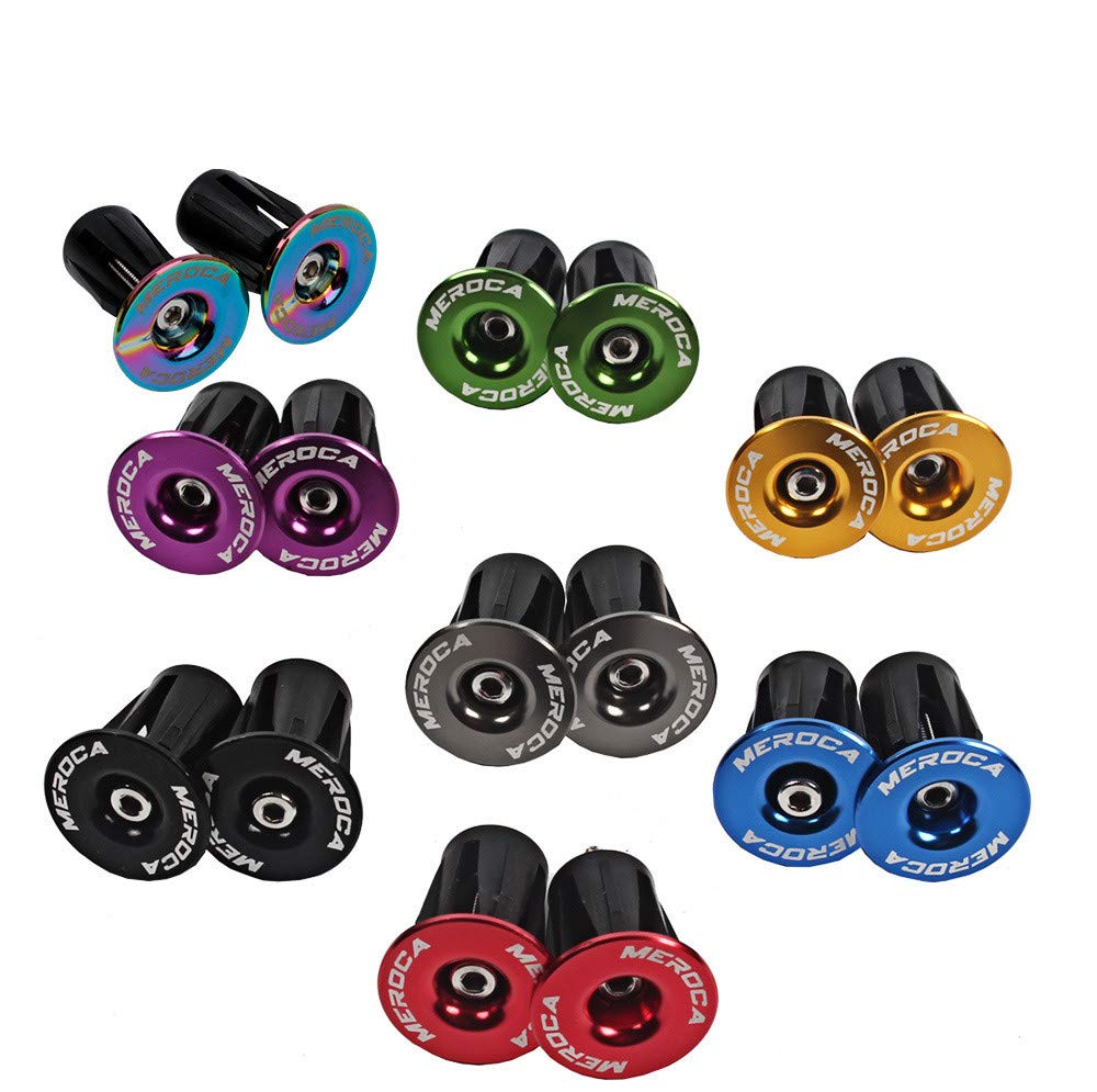 Zsling 1 Pair Aluminum Bike Handlebar End Plugs, Expanding Locking Bar End Caps for Road Bike Mountain Bike MTB BMX Fixie, Bar End for Rubber Sponge Aluminum Handlebar Grip