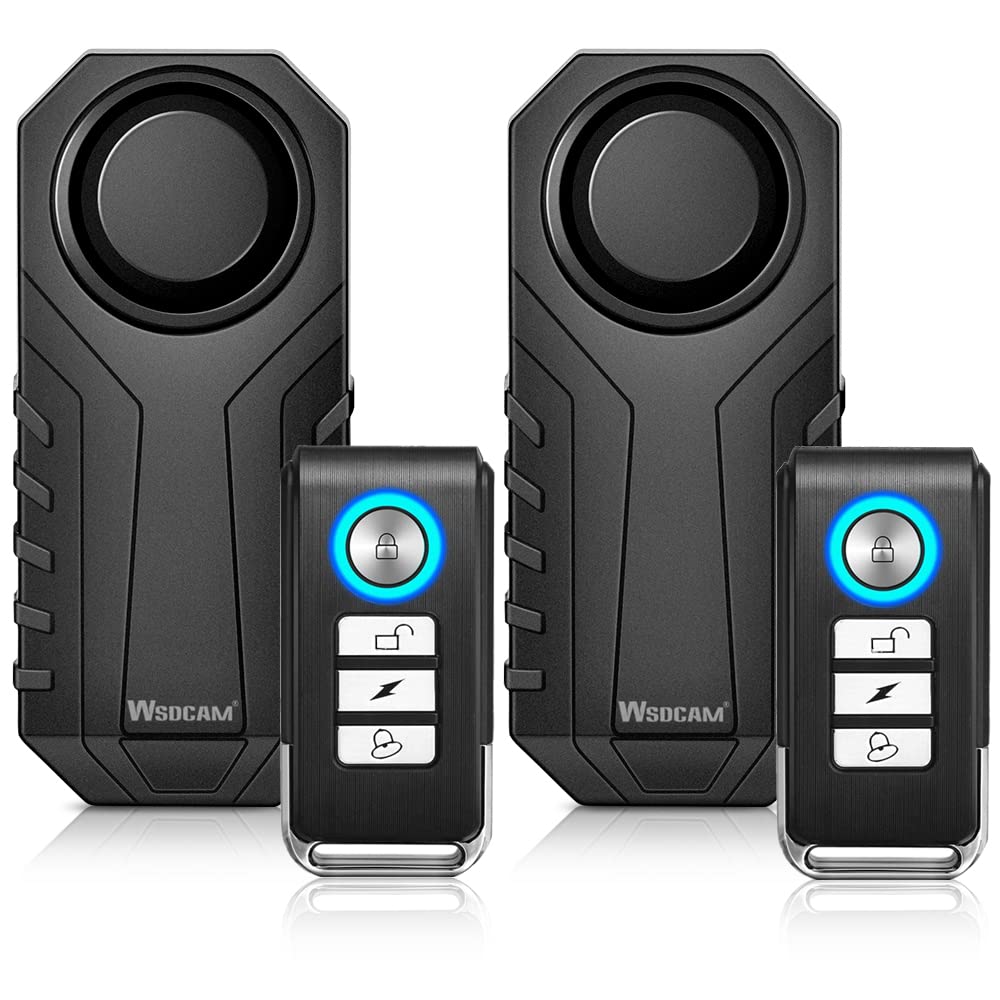 WSDCAM Bike Alarm with Remote 2 Pack, 113dB Wireless Anti-Theft Vibration Motorcycle Bicycle Alarm Vehicle Security Alarm System