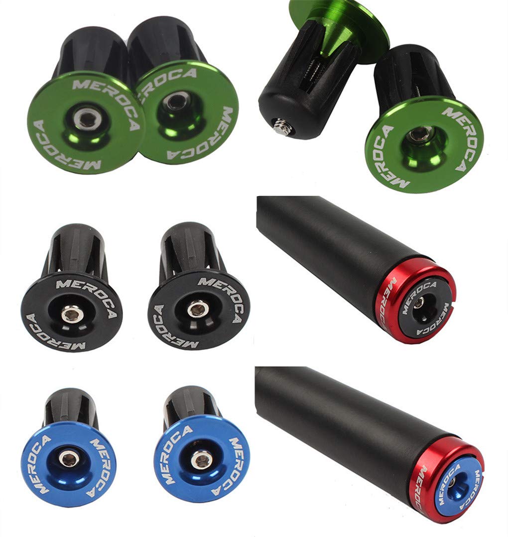 Zsling 1 Pair Aluminum Bike Handlebar End Plugs, Expanding Locking Bar End Caps for Road Bike Mountain Bike MTB BMX Fixie, Bar End for Rubber Sponge Aluminum Handlebar Grip