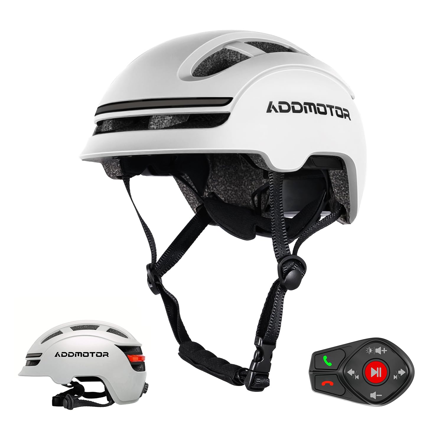 ADDMOTOR Smart Bike Helmet for Adults Men Women, Ebike Helmet with Bluetooth, Certified Helmet for Bicycle and Scooter with Built-in Speakers, Front & Rear LED Lights, iOS & Android App