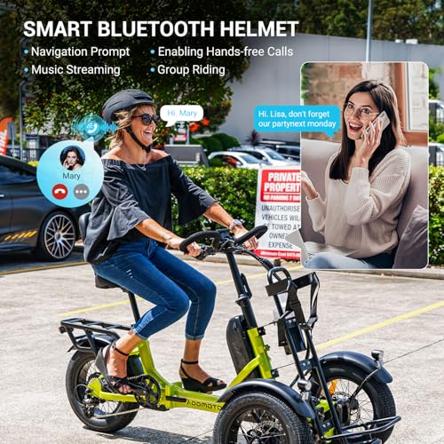 ADDMOTOR Smart Bike Helmet for Adults Men Women, Ebike Helmet with Bluetooth, Certified Helmet for Bicycle and Scooter with Built-in Speakers, Front & Rear LED Lights, iOS & Android App