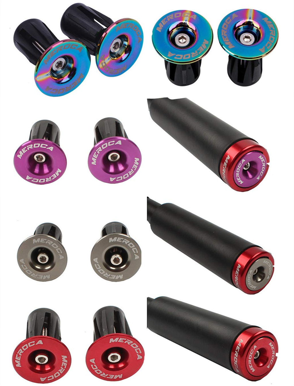 Zsling 1 Pair Aluminum Bike Handlebar End Plugs, Expanding Locking Bar End Caps for Road Bike Mountain Bike MTB BMX Fixie, Bar End for Rubber Sponge Aluminum Handlebar Grip