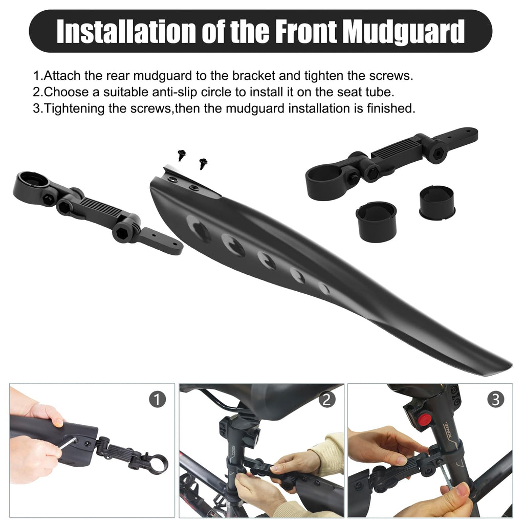 Cooryda Bike Mudguard Set, Adjustable Bicycle Mudguards - Front and Rear Mud Flaps for MTB, Road Bike - Fits 24/26/27.5 inch Wheels