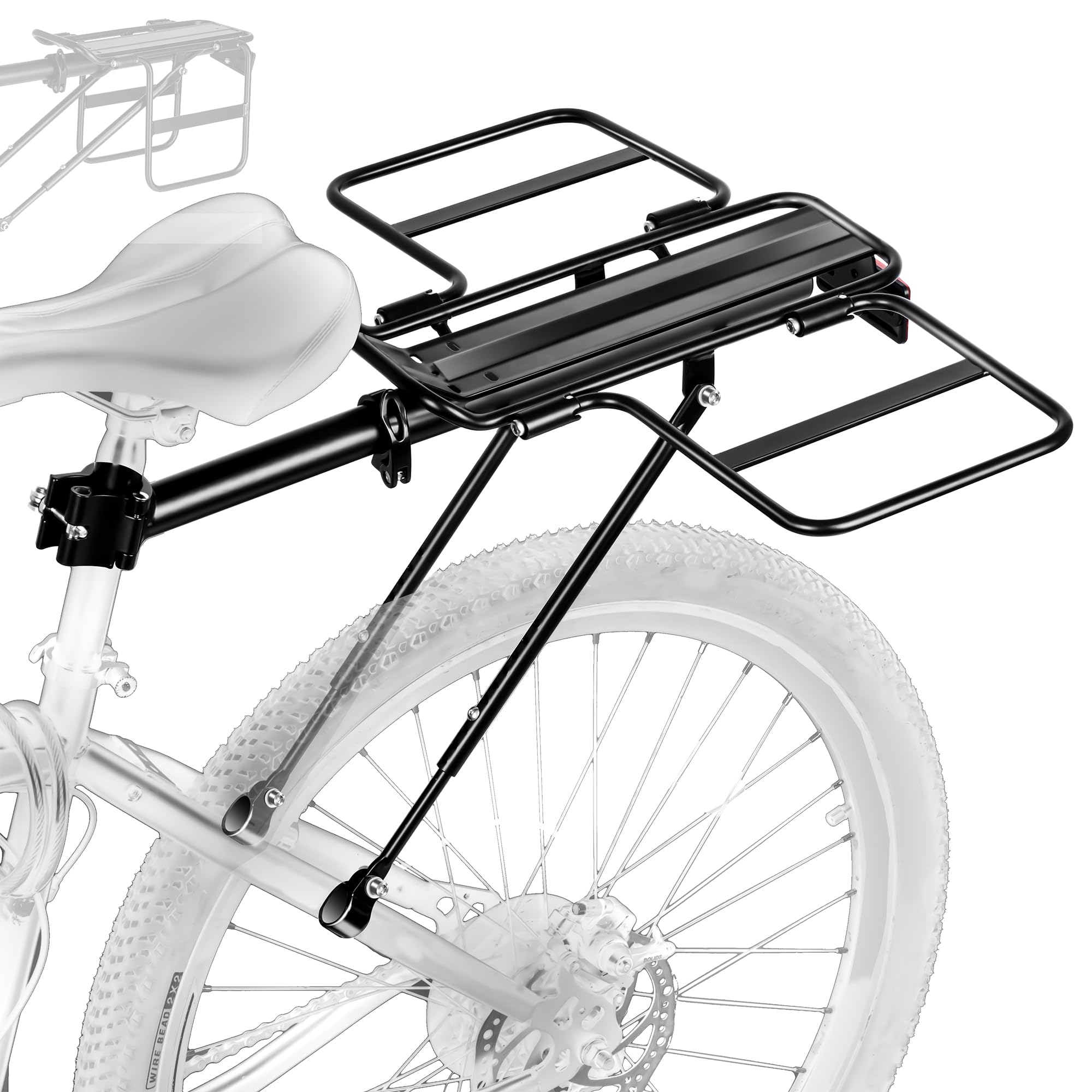 YONTUO Foldable Wide Wings Bike Cargo Rack, Quick Release, Universal, Large Capacity, Height Adjustable Fit 24'-29'