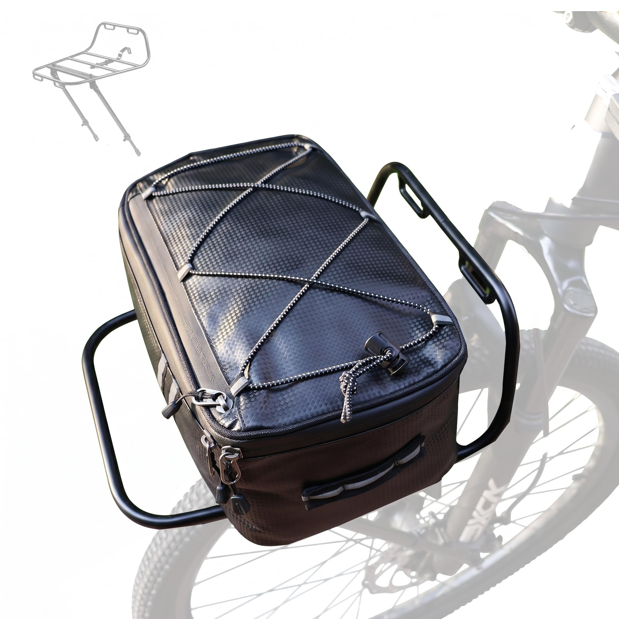 Bike Front Rack - Front Bicycle Cargo Rack with Support Struts & Adjustable Straps - Aluminium Front Cargo Pizza Rack, Stable & No Rattle, Universal Fit for Mountain, Gravel & Touring Bikes