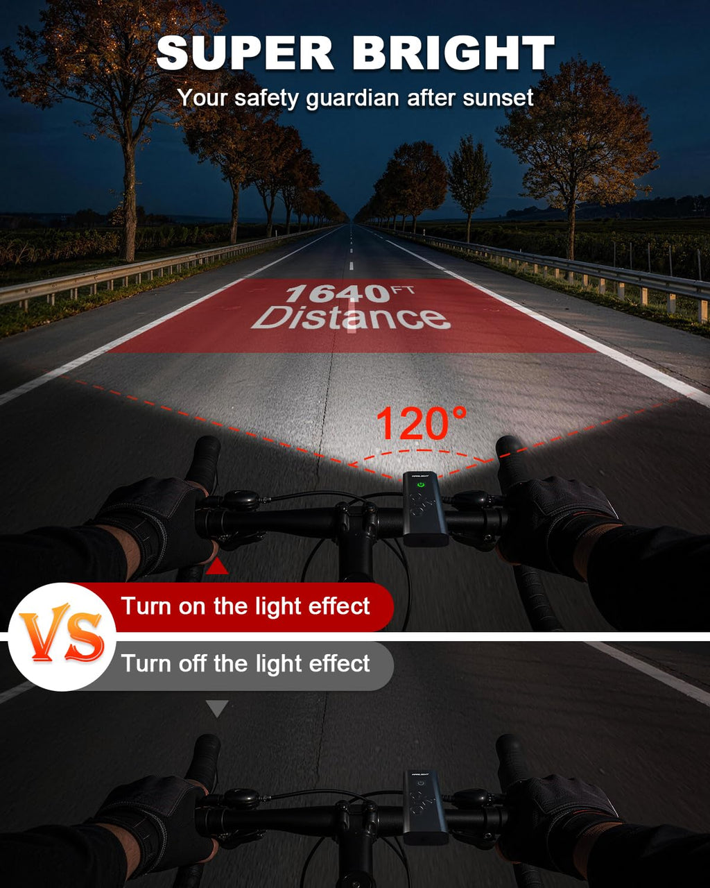 KASLIGHT 3000 Lumens Rechargeable Bike Light, Super Bright LED Bicycle Headlight, USB-C Charging, IPX5 Front Light Bike Lights, 360° Swivel Mount Bike Lights for Night Riding Mountain Road Cycling