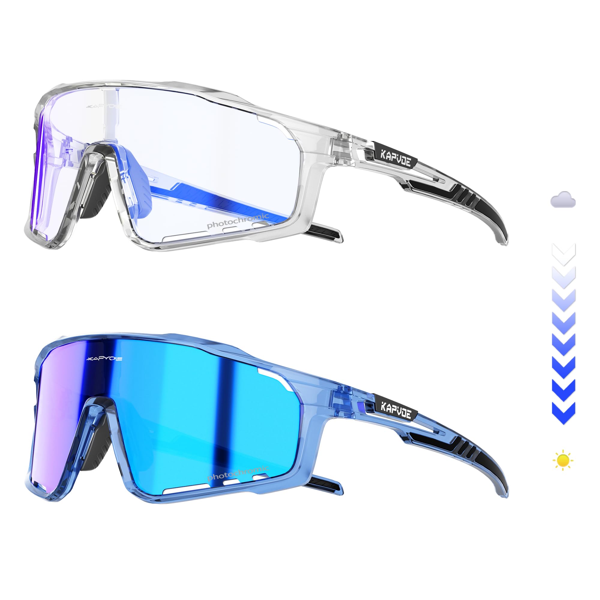 KAPVOE Photochromic Cycling Sunglasses for Men and Women K76