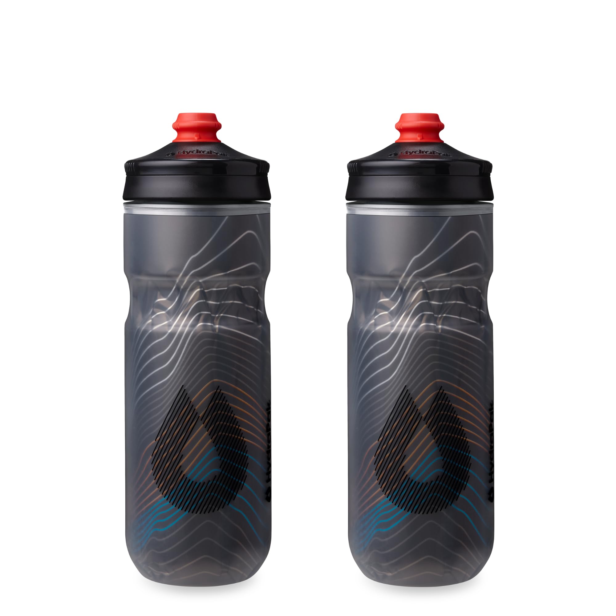 HydraPak | Polar Bottle - Polar Surge Insulated Bike Water Bottle 2-Pack - High Flow, Cycling & Sports Squeeze Bottle (Ascent Black, 700ml / 24oz)