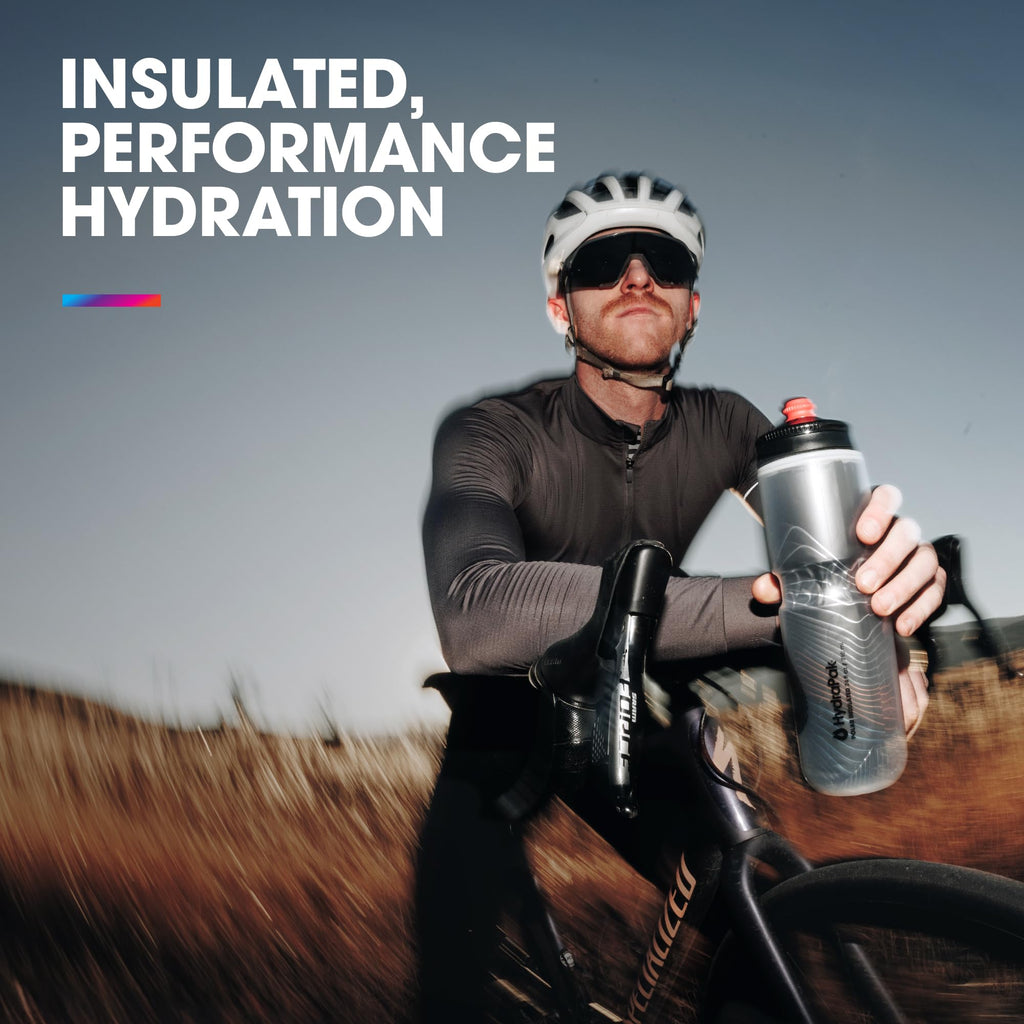 HydraPak | Polar Bottle - Polar Surge Insulated Bike Water Bottle 2-Pack - High Flow, Cycling & Sports Squeeze Bottle (Ascent Black, 700ml / 24oz)