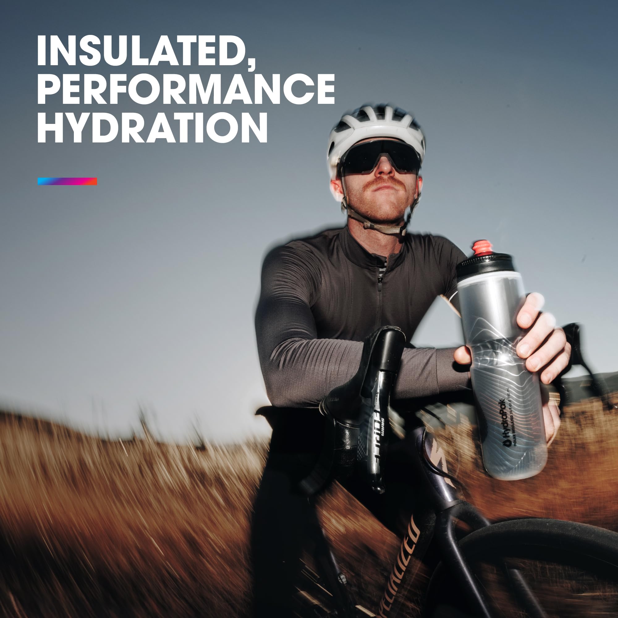 HydraPak | Polar Bottle - Polar Surge Insulated Bike Water Bottle 2-Pack - High Flow, Cycling & Sports Squeeze Bottle (Ascent Black, 700ml / 24oz)