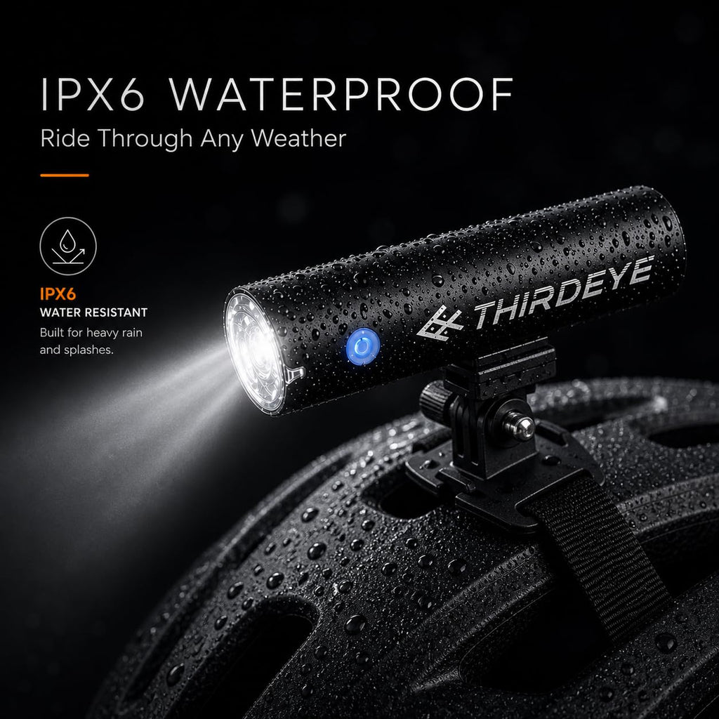 BrighRoad 1000Lumens Bike Helmet Light, 5 Modes, 650ft High-Beam, IPX6 Waterproof Rechargeable Bike Light for Night Riding, Lightweight Mountain Bike Headlight, Smart Thermal Protection Bicycle Light