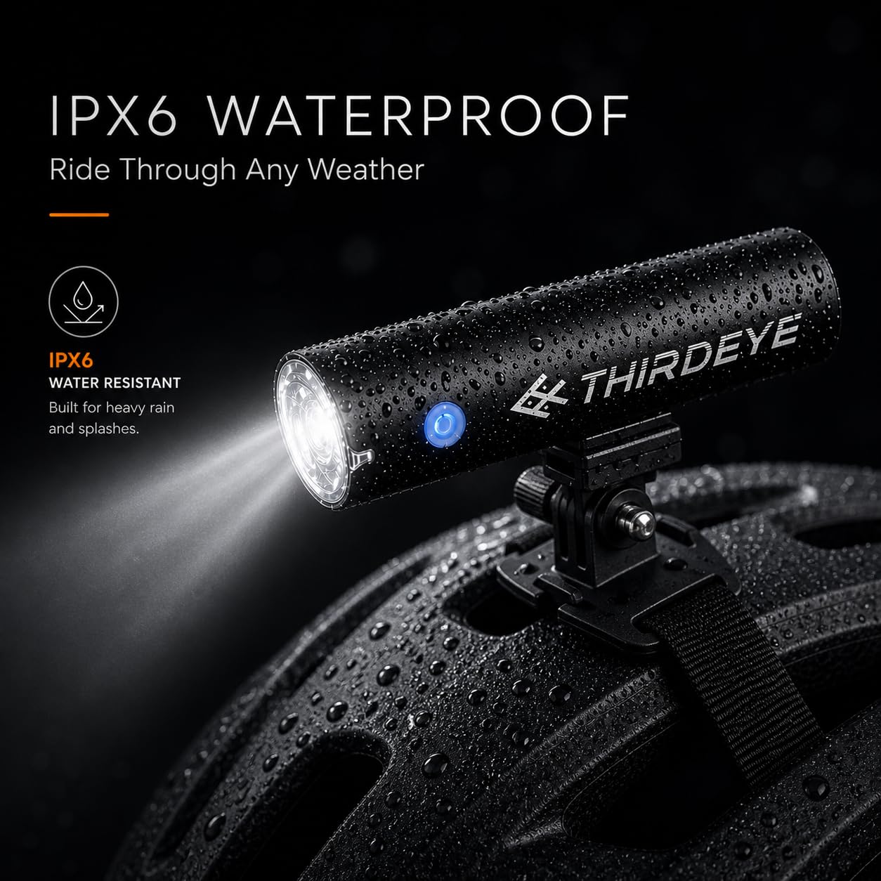 BrighRoad 1000Lumens Bike Helmet Light, 5 Modes, 650ft High-Beam, IPX6 Waterproof Rechargeable Bike Light for Night Riding, Lightweight Mountain Bike Headlight, Smart Thermal Protection Bicycle Light