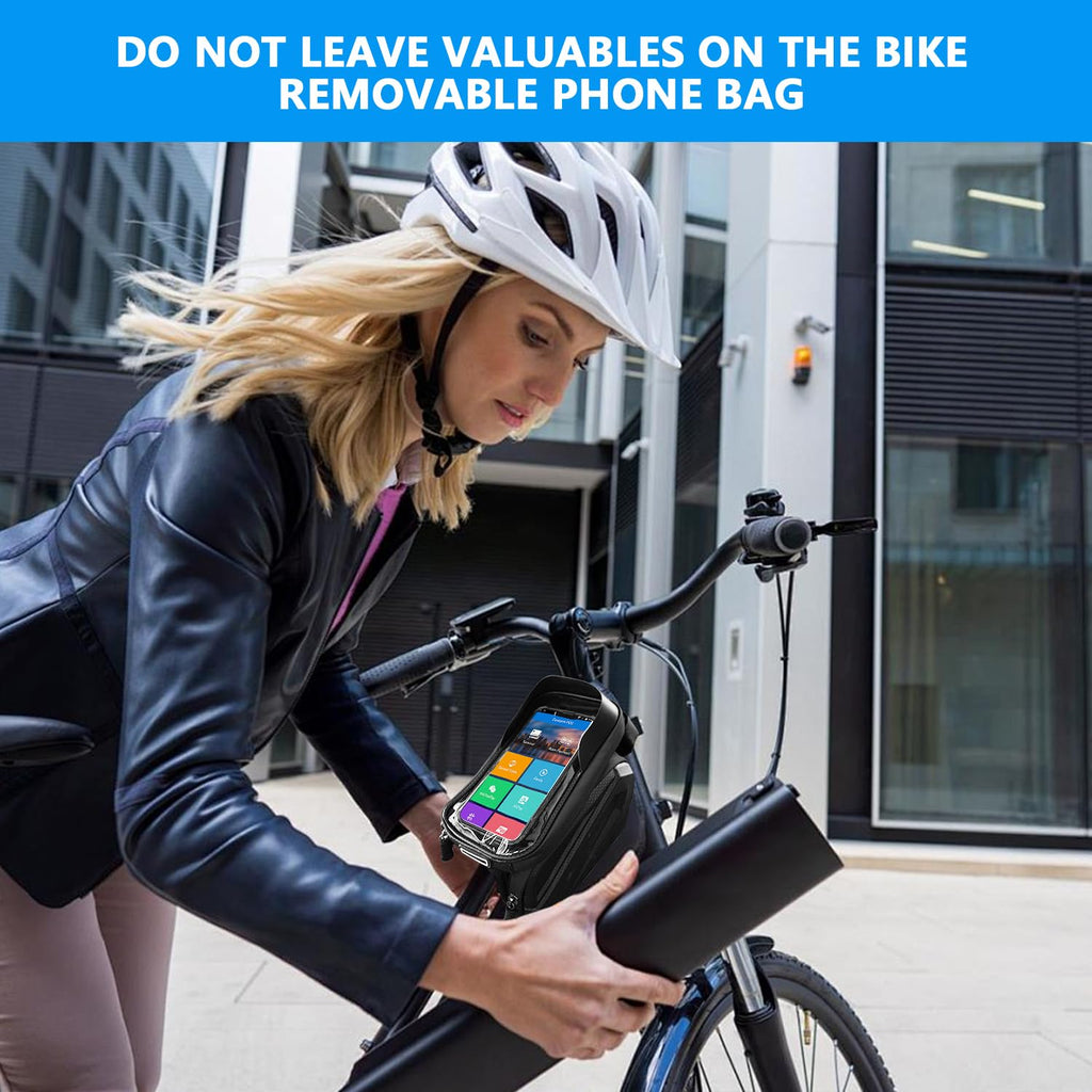 Bike Frame Bag Waterproof, Touchscreen Phone Holder for Top Tube & Ebike