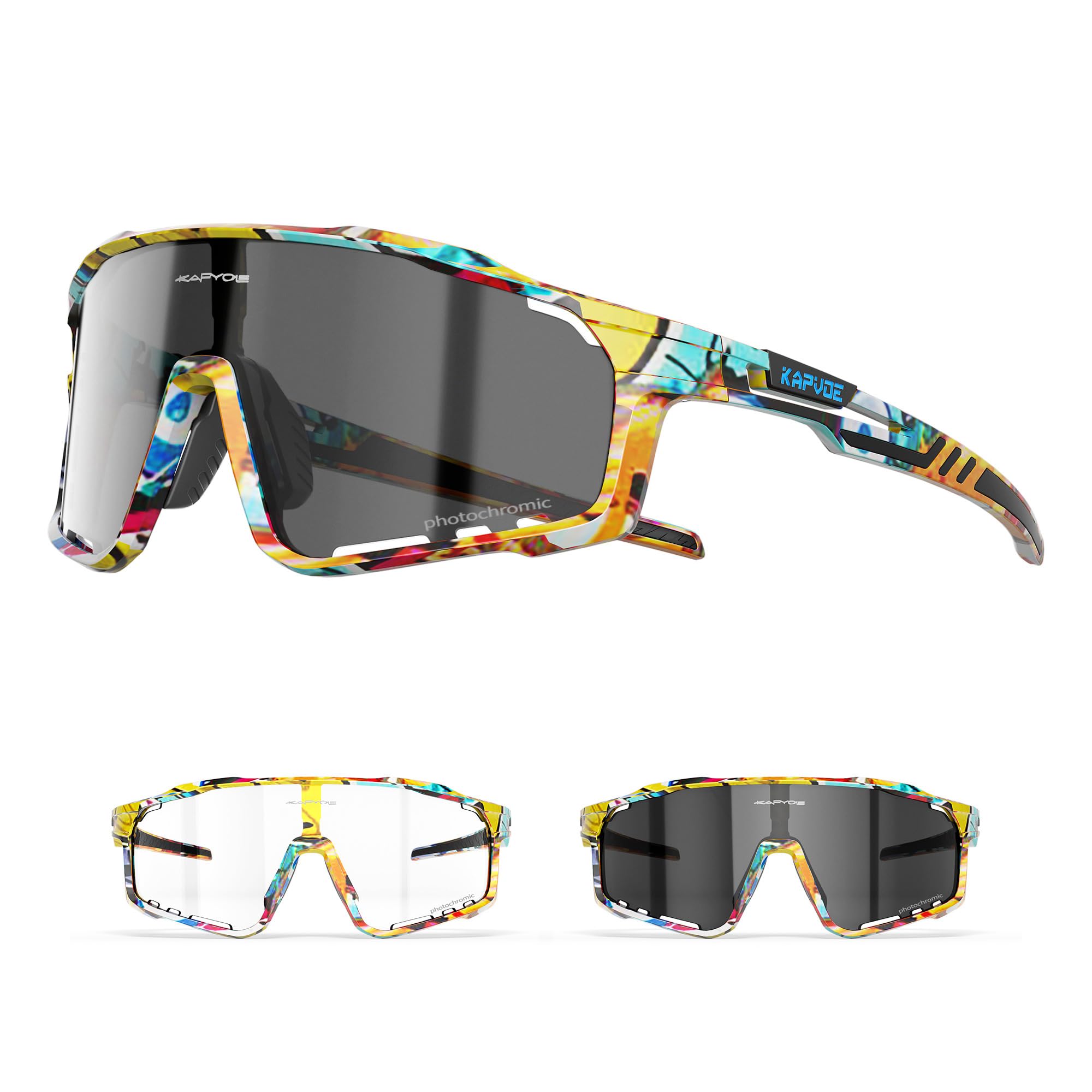 KAPVOE Photochromic Cycling Sunglasses for Men and Women K76