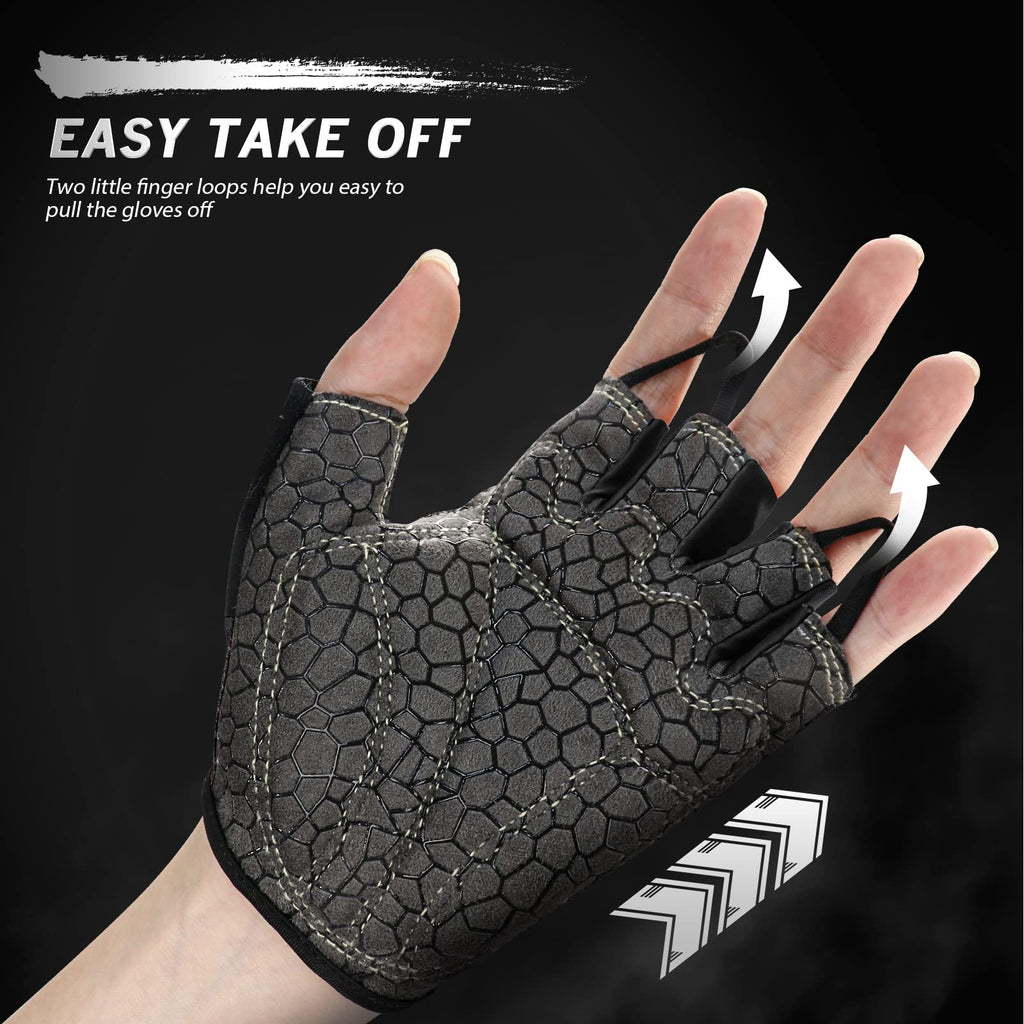 HTZPLOO Bike Gloves for Men Women with Anti-Slip Shock-Absorbing Pad, Light Weight Half-Finger Cycling Gloves