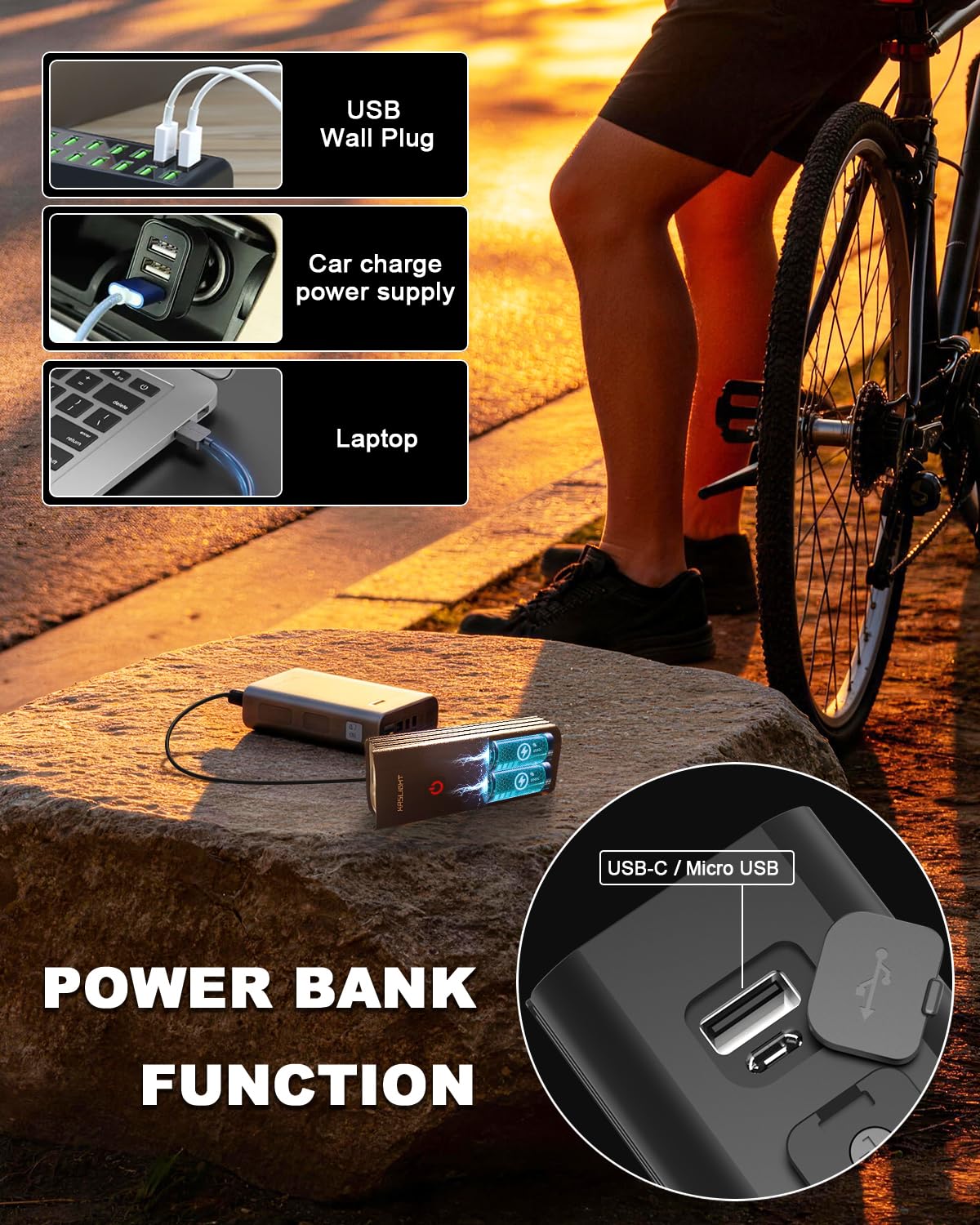 KASLIGHT 3000 Lumens Rechargeable Bike Light, Super Bright LED Bicycle Headlight, USB-C Charging, IPX5 Front Light Bike Lights, 360° Swivel Mount Bike Lights for Night Riding Mountain Road Cycling