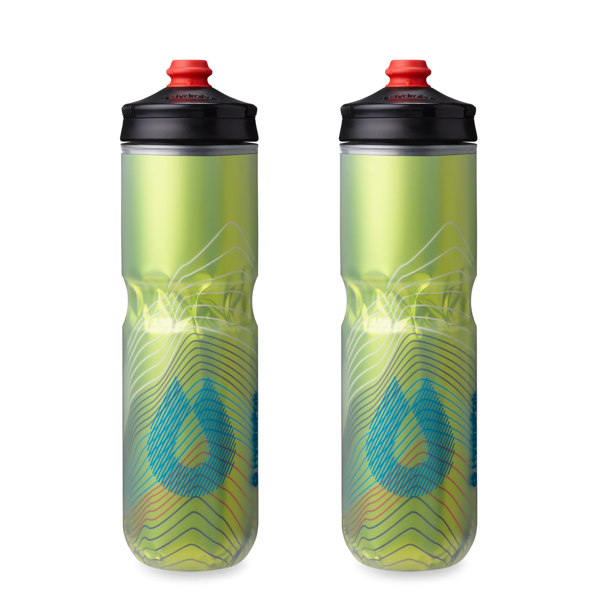 HydraPak | Polar Bottle - Polar Surge Insulated Bike Water Bottle 2-Pack - High Flow, Cycling & Sports Squeeze Bottle (Ascent Black, 700ml / 24oz)