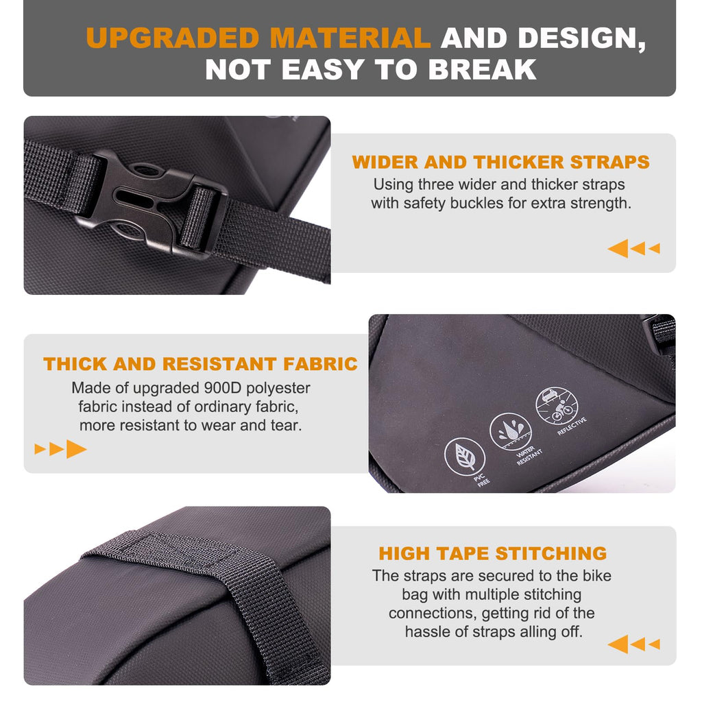 NDakter Bike Saddle Bag Waterproof Bike Seat Bag Expandable to 2L Reflective Bicycle Under Seat Storage Pouch