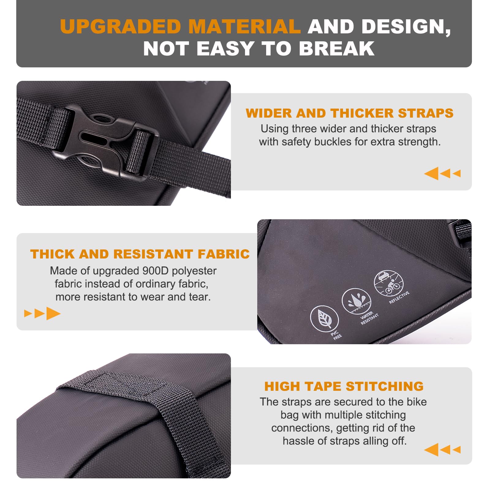 NDakter Bike Saddle Bag Waterproof Bike Seat Bag Expandable to 2L Reflective Bicycle Under Seat Storage Pouch