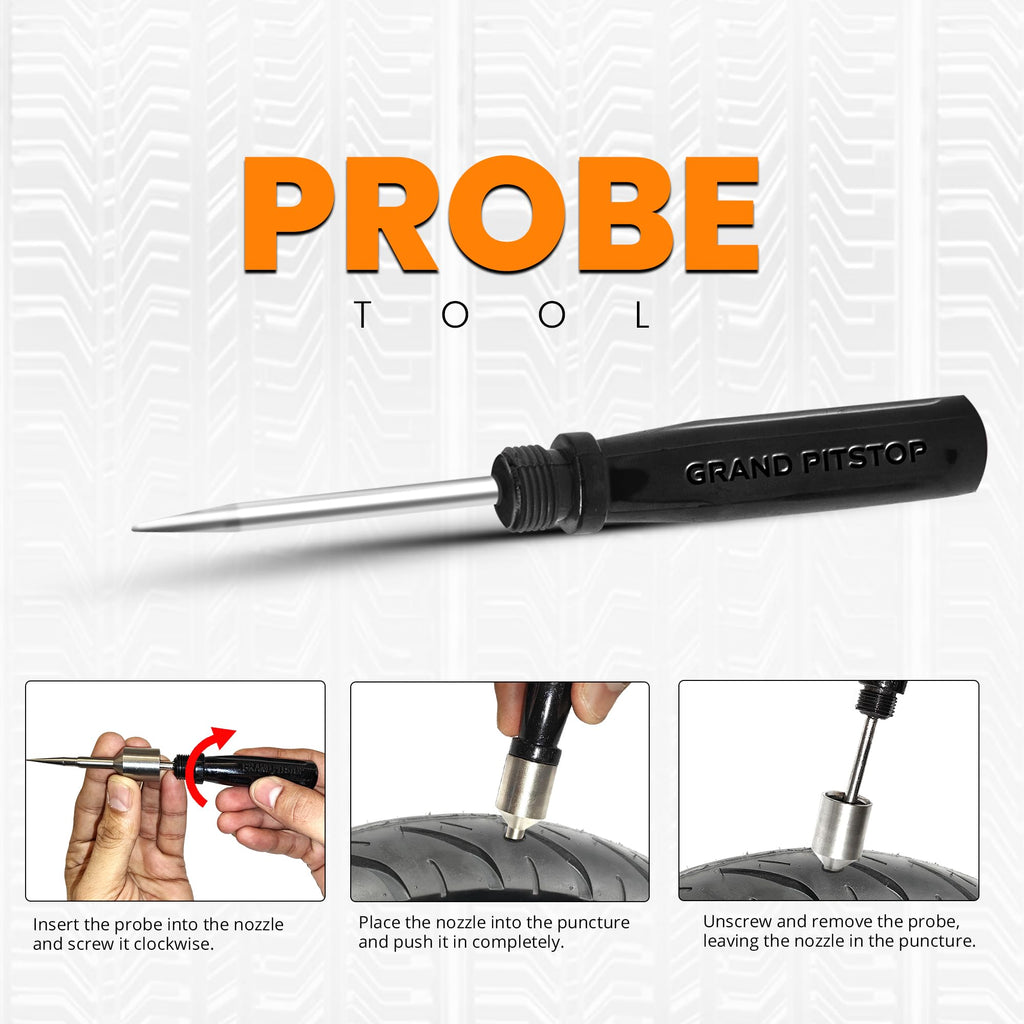 GRAND PITSTOP Tubeless Tire Gun Puncture Repair Kit with Mushroom Plug for Tyre Punctures and Flats on Cars, Motorcycles, ATV, Trucks & Tractors