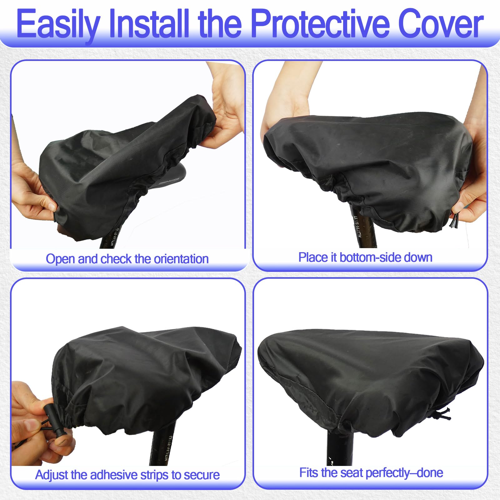 JIAJUNFS Waterproof Bicycle Seat Covers Dustproof Rainproof UV-Resistant and Windproof Easy to Install and Clean Reusable Suitable for Men’s and Women’s Mountain Bike and Narrow Seats(2pcs)
